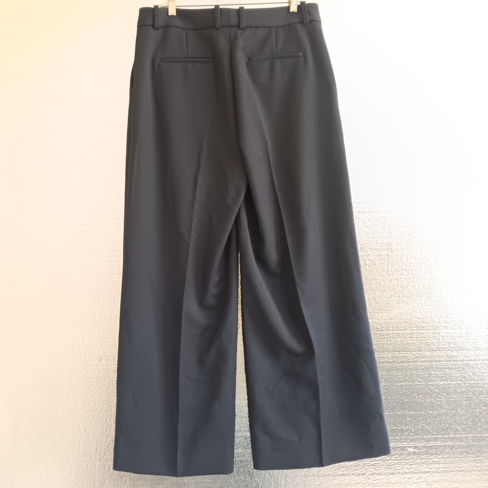 Reiss Gabi Wide Leg Trouser Women 10P Navy New Petite High Rise Twill Pants - Picture 8 of 12